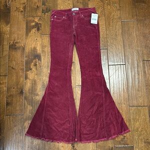 Free People Red Flare Pants